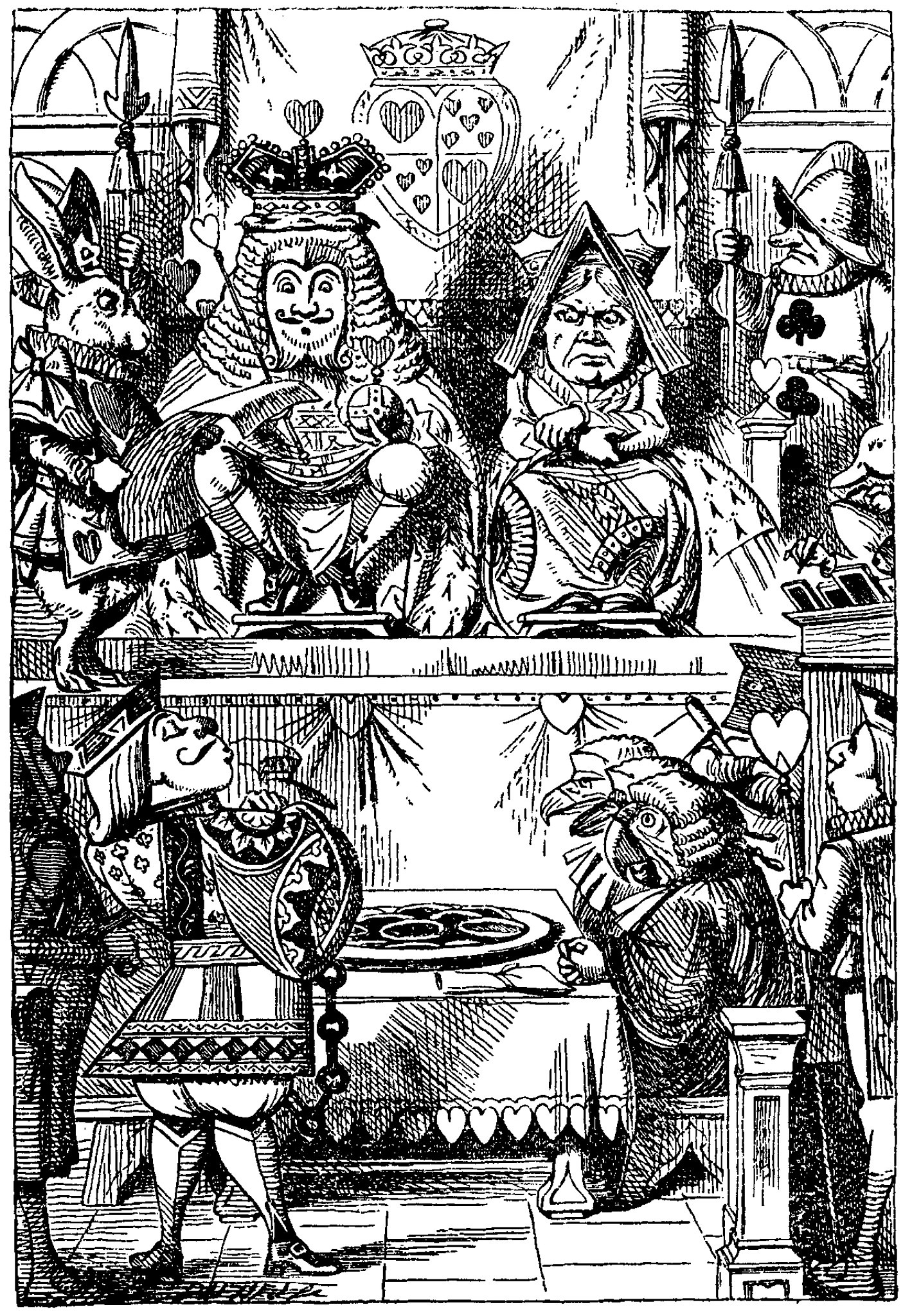 dessin du Roi et de la Reine de coeur sur le trône